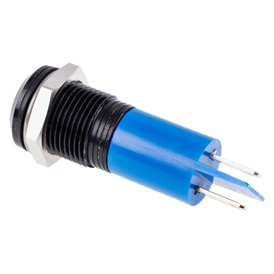 RS PRO Blue Panel Mount Indicator, 220V ac, 14mm Mounting Hole Size, Faston, Solder Lug Termination, IP67
