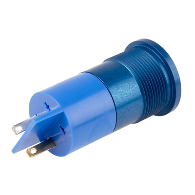 RS PRO Blue Panel Mount Indicator, 28V, 22mm Mounting Hole Size, Faston, Solder Lug Termination, IP67