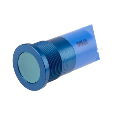 RS PRO Blue Panel Mount Indicator, 28V, 22mm Mounting Hole Size, Faston, Solder Lug Termination, IP67