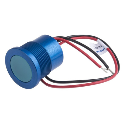 RS PRO Blue Panel Mount Indicator, 12V, 22mm Mounting Hole Size, Lead Wires Termination, IP67