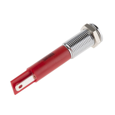 RS PRO Red Panel Mount Indicator, 220V ac, 8mm Mounting Hole Size, Faston, Solder Lug Termination, IP67