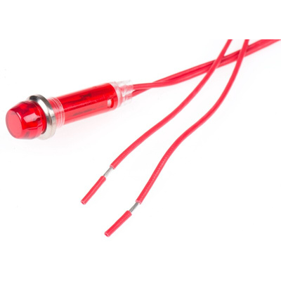 CAMDENBOSS Red Panel Mount Indicator, 240V, 8mm Mounting Hole Size, Lead Wires Termination