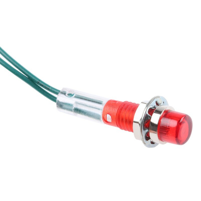CAMDENBOSS Red Panel Mount Indicator, 28V, 6.4mm Mounting Hole Size, Lead Wires Termination