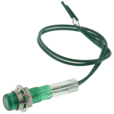 CAMDENBOSS Green Panel Mount Indicator, 28V, 6.4mm Mounting Hole Size, Lead Wires Termination