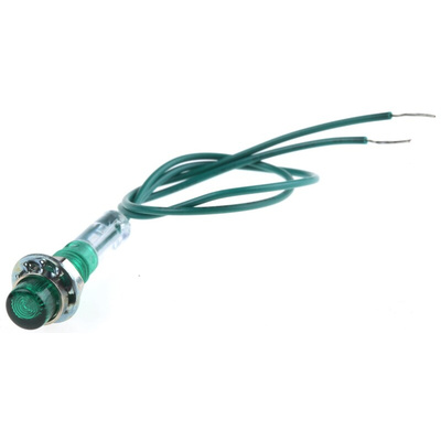 CAMDENBOSS Green Panel Mount Indicator, 28V, 6.4mm Mounting Hole Size, Lead Wires Termination