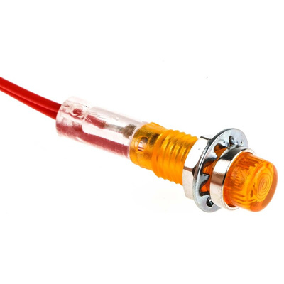 CAMDENBOSS Orange Panel Mount Indicator, 240V, 6.4mm Mounting Hole Size, Lead Wires Termination