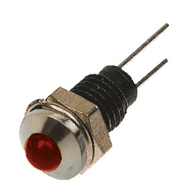 Bulgin Red Panel Mount Indicator, 2V, 6.1mm Mounting Hole Size, Lead Wires Termination