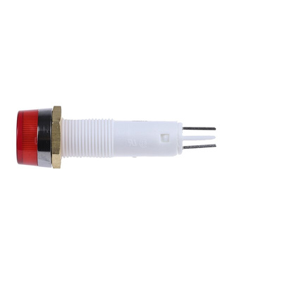 Arcolectric (Bulgin) Ltd Red Neon Panel Mount Indicator, 230V ac, 10mm Mounting Hole Size, Solder Tab Termination