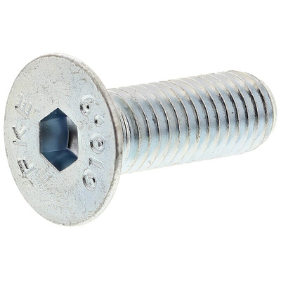 RS PRO Bright Zinc Plated Steel Hex Socket Countersunk Screw, DIN 7991, M12 x 75mm