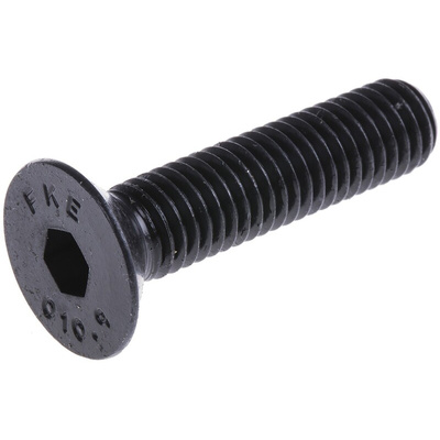 RS PRO Black, Self-Colour Steel Hex Socket Countersunk Screw, DIN 7991, M10 x 100mm