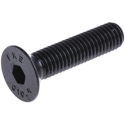 RS PRO Black, Self-Colour Steel Hex Socket Countersunk Screw, DIN 7991, M12 x 80mm