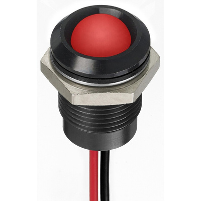 RS PRO Red Panel Mount Indicator, 220V ac, 14mm Mounting Hole Size, Lead Wires Termination, IP67