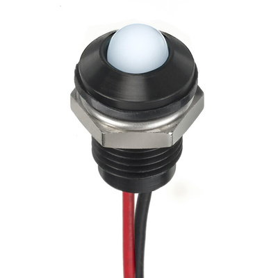 RS PRO White Panel Mount Indicator, 1.8 → 3.3V dc, 8mm Mounting Hole Size, Lead Wires Termination, IP67