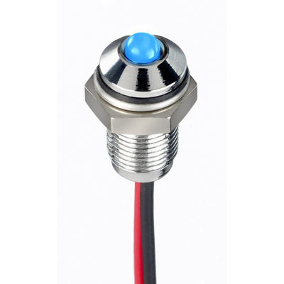 RS PRO Blue Panel Mount Indicator, 10.8 → 13.2V dc, 6mm Mounting Hole Size, Lead Wires Termination, IP67