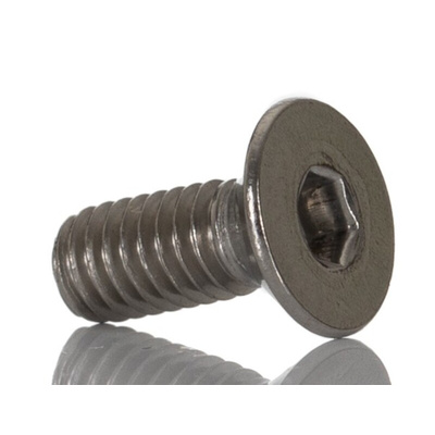 RS PRO Plain Stainless Steel Hex Socket Countersunk Screw, ISO 10642, M4 x 10mm