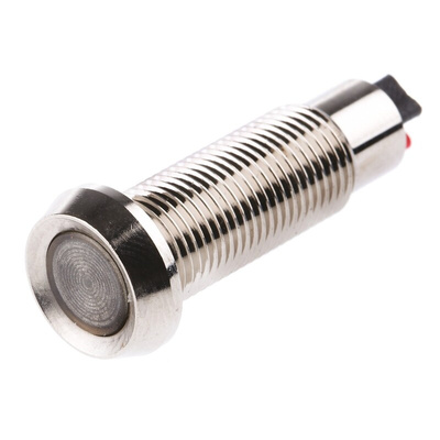 Marl Red Panel Mount Indicator, 24V dc, 8.1mm Mounting Hole Size, Solder Tab Termination, IP67