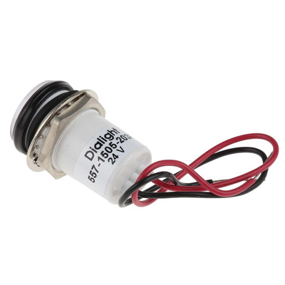 Dialight Red Panel Mount Indicator, 24V dc, 17.5mm Mounting Hole Size, Lead Wires Termination