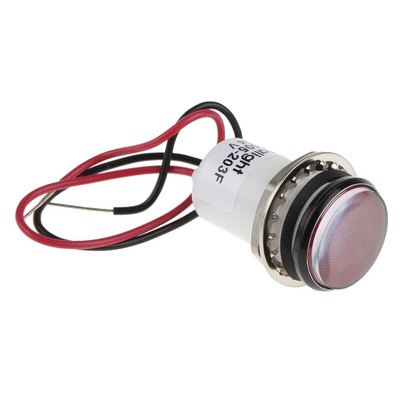 Dialight Red Panel Mount Indicator, 24V dc, 17.5mm Mounting Hole Size, Lead Wires Termination