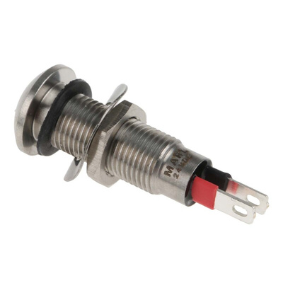 Marl Green Panel Mount Indicator, 24V dc, 8.1mm Mounting Hole Size, Solder Tab Termination, IP67