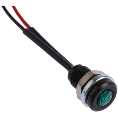 Oxley Green Panel Mount Indicator, 3.6V, 6.4mm Mounting Hole Size, Lead Wires Termination, IP66