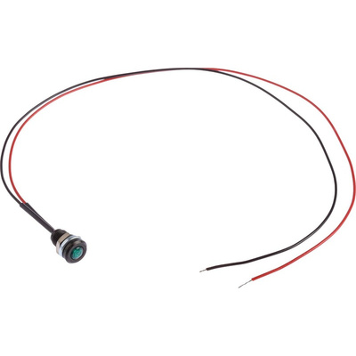 Oxley Green Panel Mount Indicator, 3.6V, 6.4mm Mounting Hole Size, Lead Wires Termination, IP66