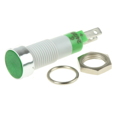 Signal Construct Green Panel Mount Indicator, 24 → 28V, 8mm Mounting Hole Size