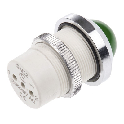 Signal Construct Green Panel Mount Indicator, 230V, 22mm Mounting Hole Size