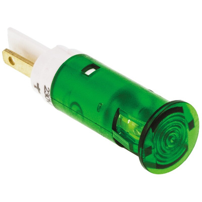 Signal Construct Green Panel Mount Indicator, 230V, 10mm Mounting Hole Size