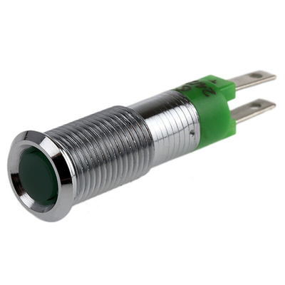 Signal Construct Green Panel Mount Indicator, 24V dc, 8mm Mounting Hole Size, Solder Tab Termination, IP67