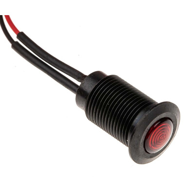 Oxley Red Panel Mount Indicator, 230V ac, 10.2mm Mounting Hole Size, Lead Wires Termination, IP66