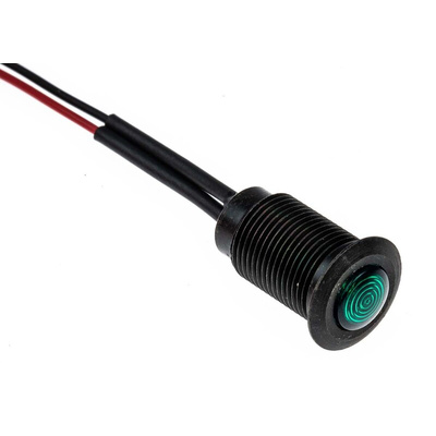 Oxley Green Panel Mount Indicator, 230V ac, 10.2mm Mounting Hole Size, Lead Wires Termination, IP66