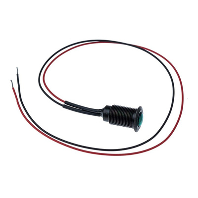 Oxley Green Panel Mount Indicator, 230V ac, 10.2mm Mounting Hole Size, Lead Wires Termination, IP66