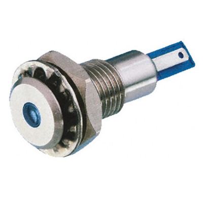 Bulgin Blue Panel Mount Indicator, 24V dc, 12.2mm Mounting Hole Size, Solder Tab Termination, IP67