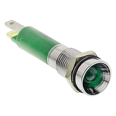 CML Innovative Technologies Green Panel Mount Indicator, 24V, 8mm Mounting Hole Size, Solder Tab Termination, IP67
