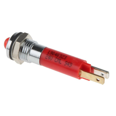 CML Innovative Technologies Red Panel Mount Indicator, 24V, 8mm Mounting Hole Size, Solder Tab Termination, IP67