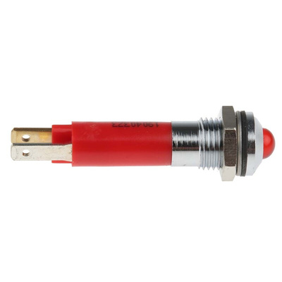 CML Innovative Technologies Red Panel Mount Indicator, 24V, 8mm Mounting Hole Size, Solder Tab Termination, IP67
