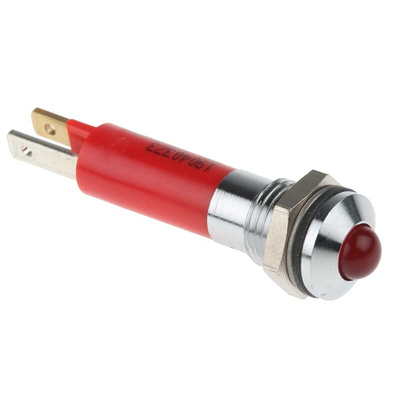 CML Innovative Technologies Red Panel Mount Indicator, 24V, 8mm Mounting Hole Size, Solder Tab Termination, IP67