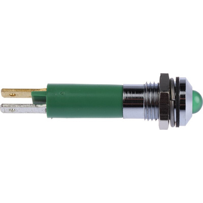 CML Innovative Technologies Green Panel Mount Indicator, 24V, 8mm Mounting Hole Size, Solder Tab Termination, IP67
