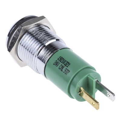 CML Innovative Technologies Green Panel Mount Indicator, 24V, 14mm Mounting Hole Size, Solder Tab Termination, IP67