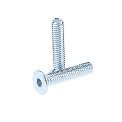 RS PRO M4 x 20mm Hex Socket Countersunk Screw Bright Zinc Plated Steel