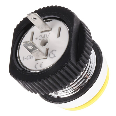 Signal Construct Yellow Panel Mount Indicator, 24 → 28V, 16mm Mounting Hole Size, IP67