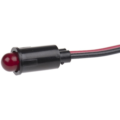 Dialight Red Panel Mount Indicator, 5V dc, 6.4mm Mounting Hole Size, Lead Wires Termination