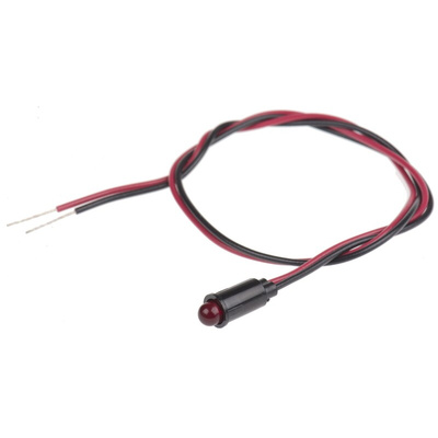 Dialight Red Panel Mount Indicator, 5V dc, 6.4mm Mounting Hole Size, Lead Wires Termination
