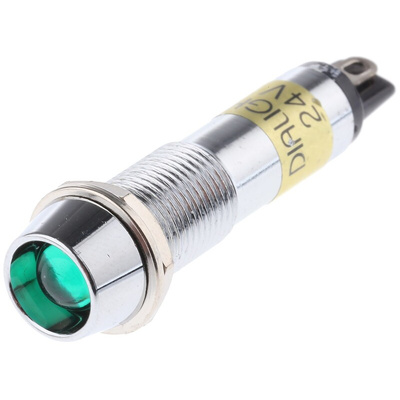 Dialight Green Indicator, 24V dc, 9mm Mounting Hole Size, Solder Tab Termination