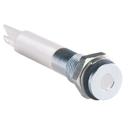RS PRO White Panel Mount Indicator, 12V dc, 6mm Mounting Hole Size, Solder Tab Termination, IP67