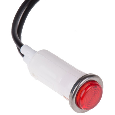 Arcolectric (Bulgin) Ltd Red Neon Panel Mount Indicator, 230V ac, 12.7mm Mounting Hole Size, Lead Wires Termination