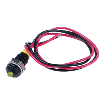 RS PRO Yellow Panel Mount Indicator, 2V dc, 6mm Mounting Hole Size, Lead Wires Termination, IP67