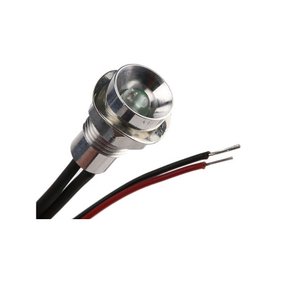 Oxley Green Panel Mount Indicator, 8mm Mounting Hole Size, Lead Wires Termination, IP67