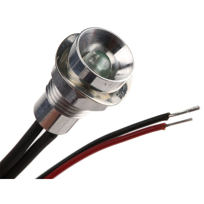 Oxley Red Panel Mount Indicator, 8mm Mounting Hole Size, Lead Wires Termination, IP67