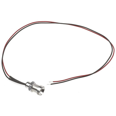 Oxley Red Panel Mount Indicator, 8mm Mounting Hole Size, Lead Wires Termination, IP68